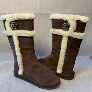 Women’s Michael Kors Brown Suede With Sheep Fur Boots- Size 8